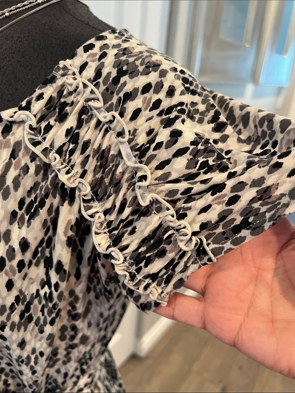 Merona Animal Print Blouse in Black and Cream - Picture 3 of 6